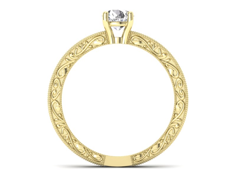 Złoty pierścionek z brylantem żółte złoto - p16277z — zdjęcie 2