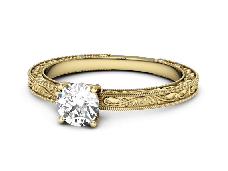 Złoty pierścionek z brylantem żółte złoto - p16277z — zdjęcie 5