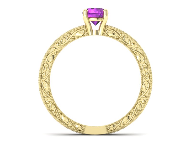 Złoty pierścionek z ametystem żółte złoto - p16277zat — zdjęcie 2