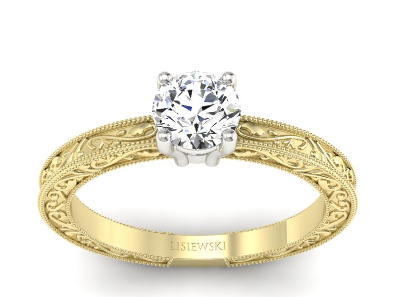 Pierścionek z diamentem żółte i białe złoto - p16277zb