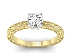 Pierścionek z diamentem żółte i białe złoto - p16277zb