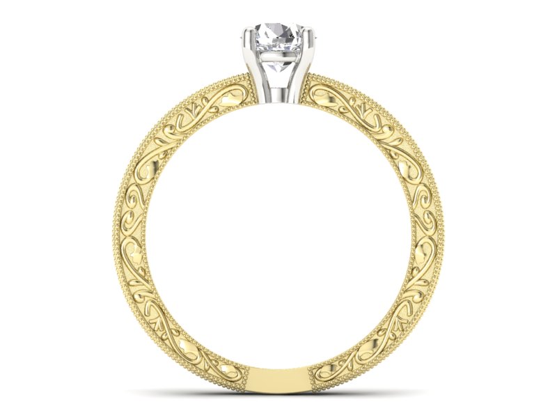 Pierścionek z diamentem żółte i białe złoto - p16277zb — zdjęcie 2