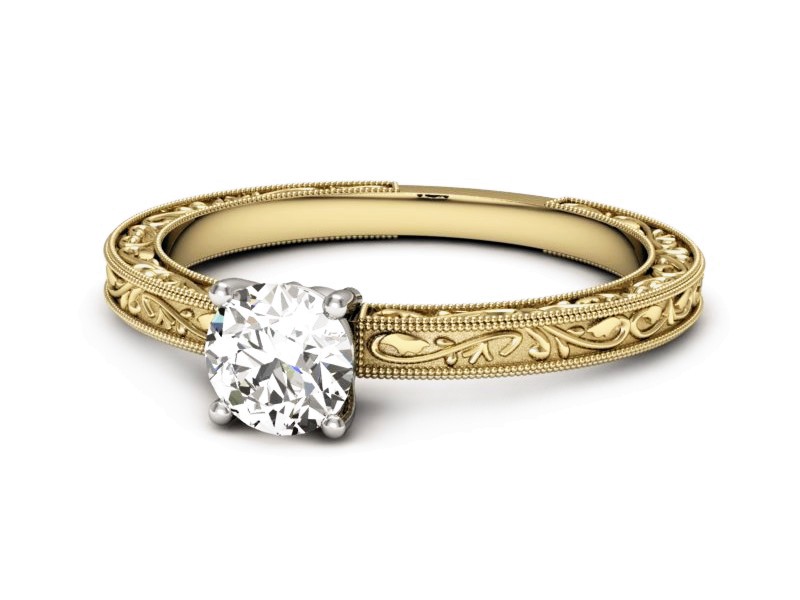 Pierścionek z diamentem żółte i białe złoto - p16277zb — zdjęcie 5