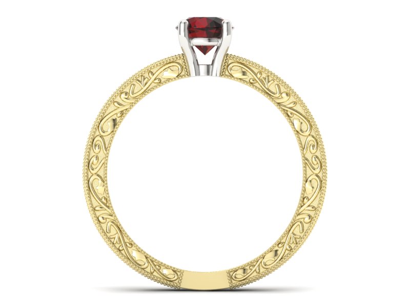 Pierścionek z granatem żółte białe złoto - p16277zbgr — zdjęcie 2