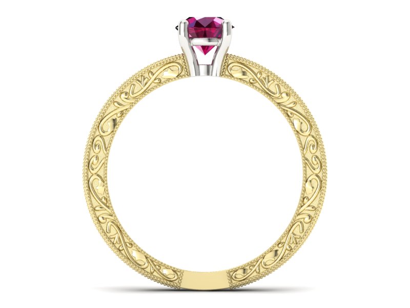 Pierścionek z rubinem żółte białe złoto - p16277zbr — zdjęcie 2