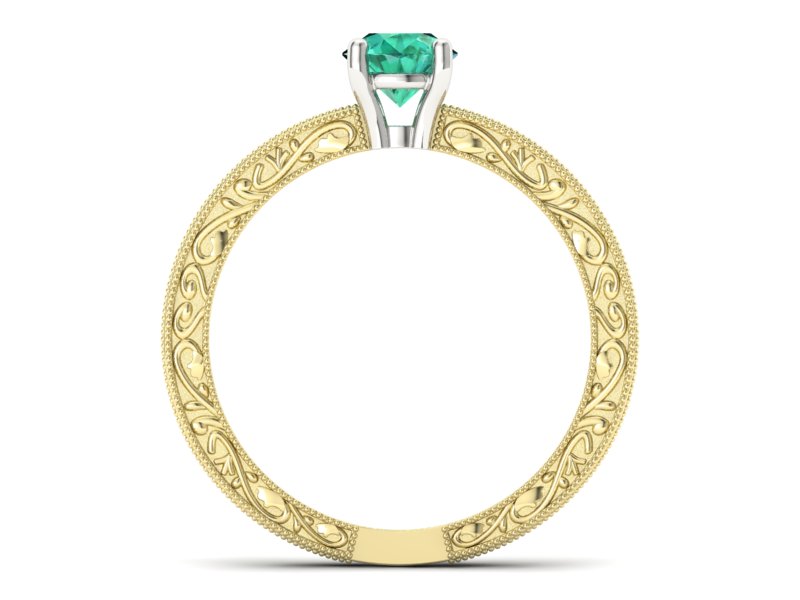 Pierścionek ze szmaragdem żółte i białe złoto - p16277zbsm — zdjęcie 2