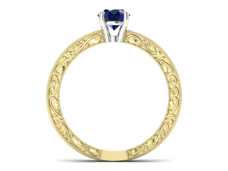 Pierścionek z szafirem żółte białe złoto - p16277zbsz — zdjęcie 2