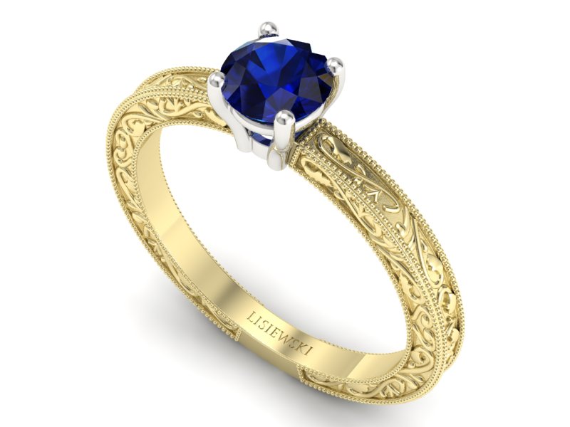 Pierścionek z szafirem żółte białe złoto - p16277zbsz — zdjęcie 3