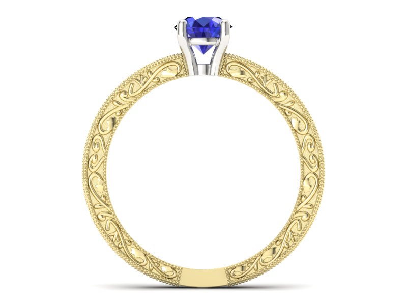 Pierścionek z szafirem żółte białe złoto - p16277zbszc — zdjęcie 2