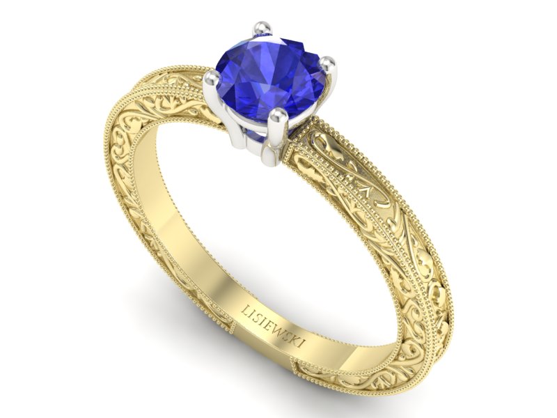 Pierścionek z szafirem żółte białe złoto - p16277zbszc — zdjęcie 3