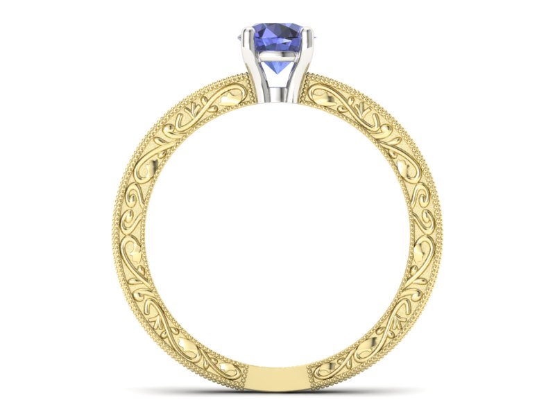 Pierścionek z tanzanitem żółte białe złoto - p16277zbt — zdjęcie 2