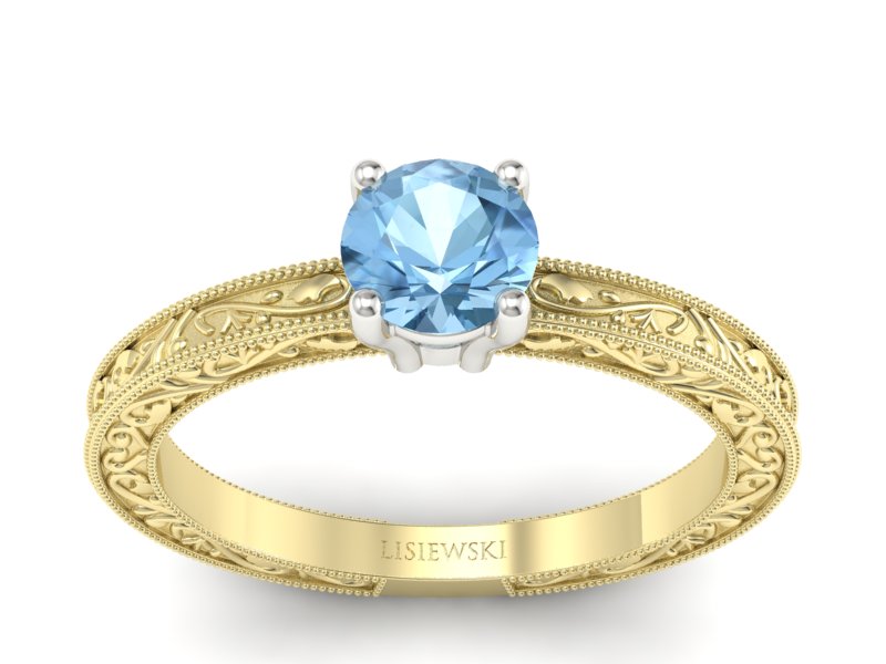 Pierścionek z topazem żółte białe złoto - p16277zbtp