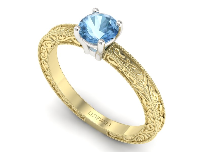 Pierścionek z topazem żółte białe złoto - p16277zbtp — zdjęcie 3