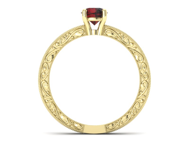 Złoty pierścionek z granatem żółte złoto - p16277zgr — zdjęcie 2