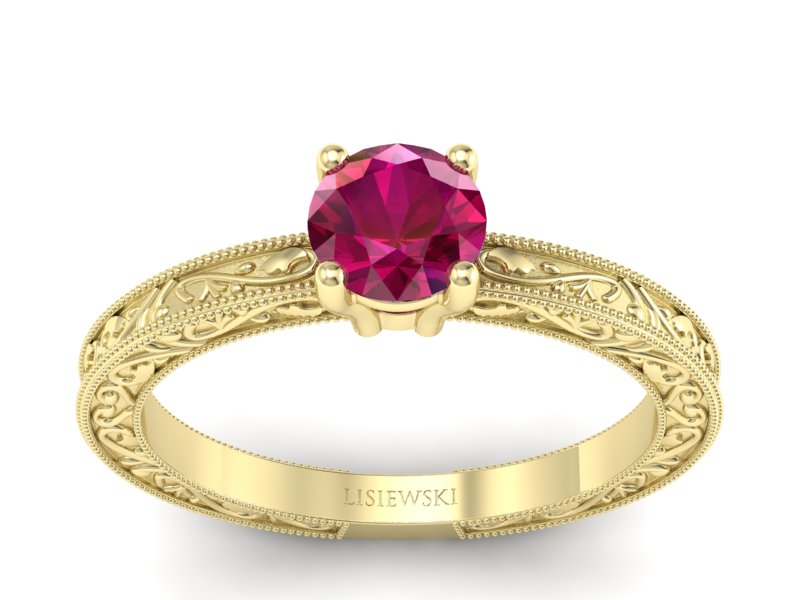 Złoty pierścionek z rubinem żółte złoto - p16277zr