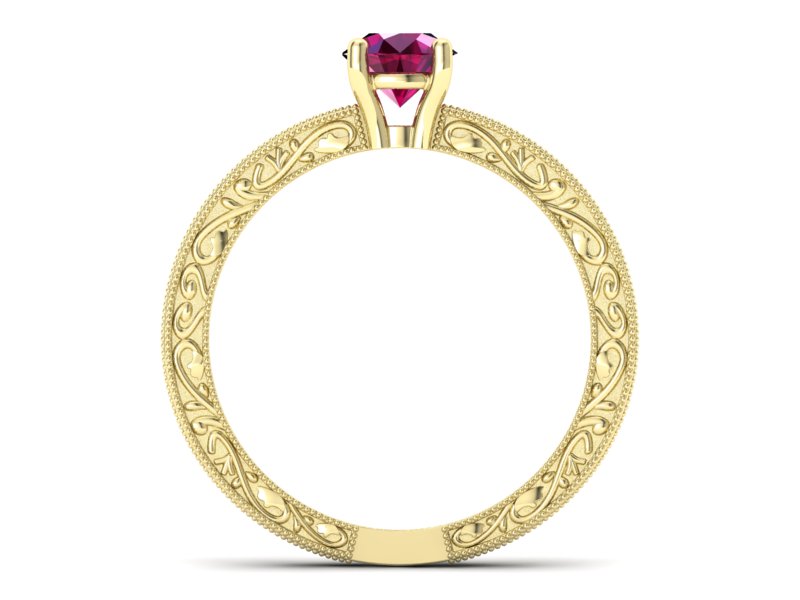 Złoty pierścionek z rubinem żółte złoto - p16277zr — zdjęcie 2