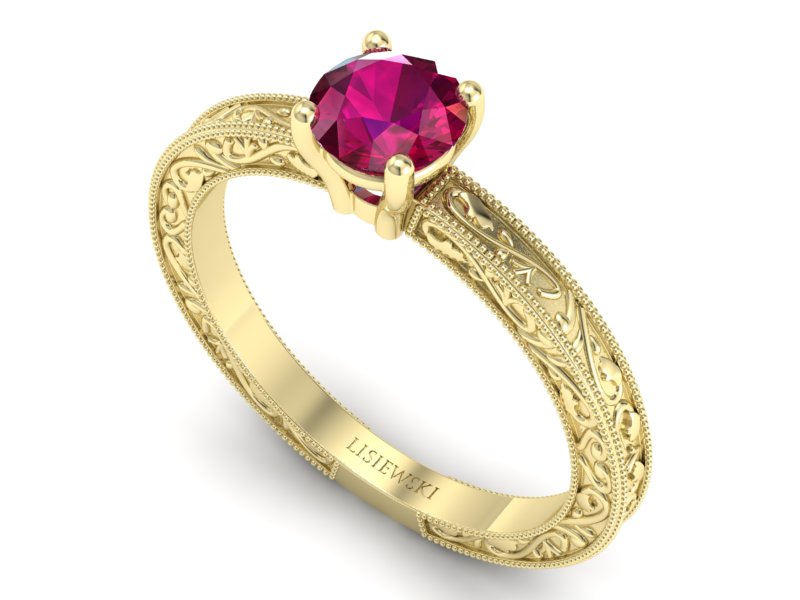 Złoty pierścionek z rubinem żółte złoto - p16277zr — zdjęcie 3