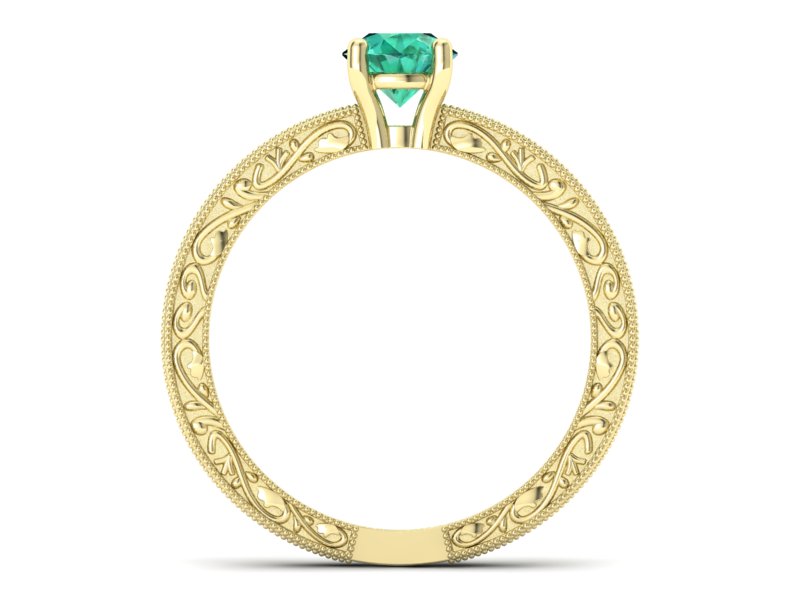 Złoty pierścionek ze szmaragdem żółte złoto - p16277zsm — zdjęcie 2