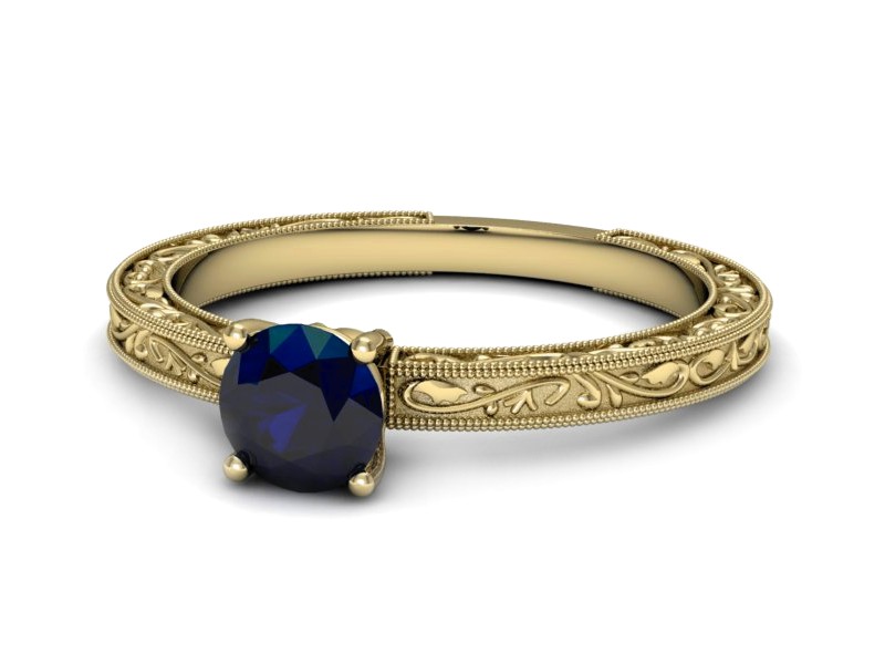 Złoty pierścionek z szafirem żółte złoto - p16277zsz — zdjęcie 5