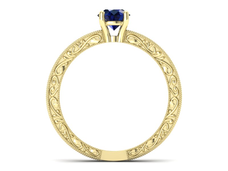 Złoty pierścionek z szafirem żółte złoto - p16277zsz — zdjęcie 2