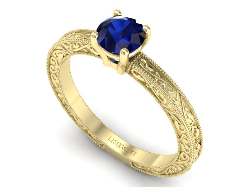 Złoty pierścionek z szafirem żółte złoto - p16277zsz — zdjęcie 3