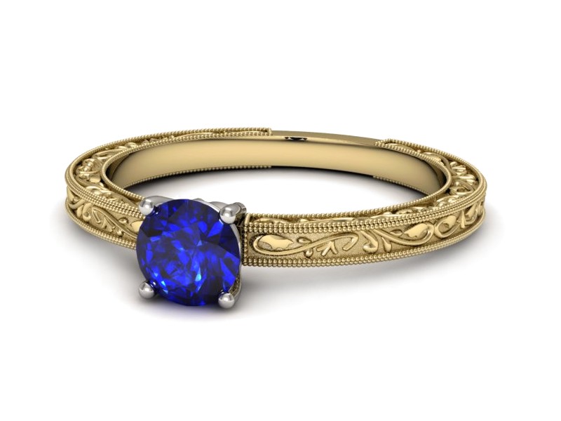 Złoty pierścionek z szafirem żółte złoto szafir - p16277zszc — zdjęcie 5