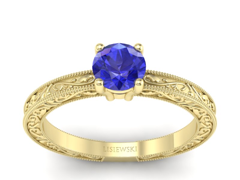 Złoty pierścionek z szafirem żółte złoto szafir - p16277zszc