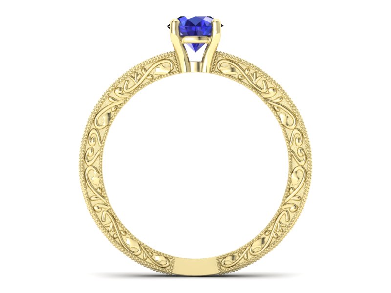 Złoty pierścionek z szafirem żółte złoto szafir - p16277zszc — zdjęcie 2