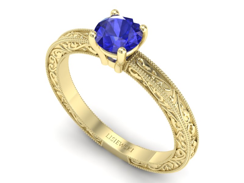 Złoty pierścionek z szafirem żółte złoto szafir - p16277zszc — zdjęcie 3