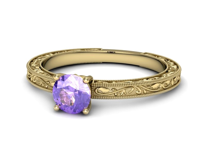 Złoty pierścionek z tanzanitem żółte złoto - p16277zt — zdjęcie 5