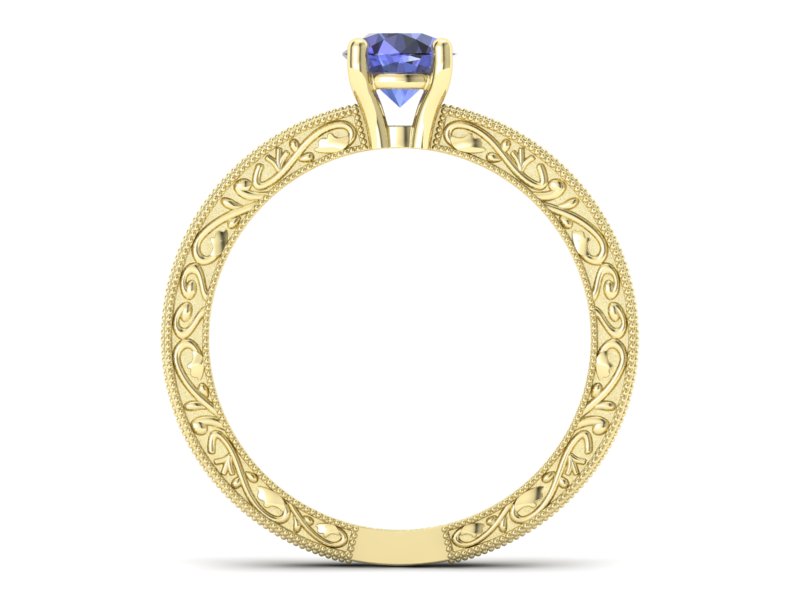 Złoty pierścionek z tanzanitem żółte złoto - p16277zt — zdjęcie 2