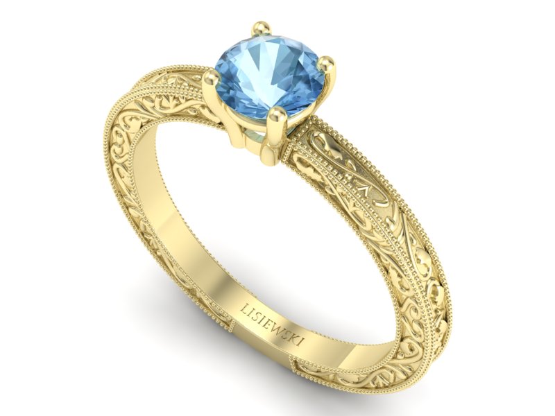 Złoty pierścionek z topazem żółte złoto - p16277ztp — zdjęcie 3