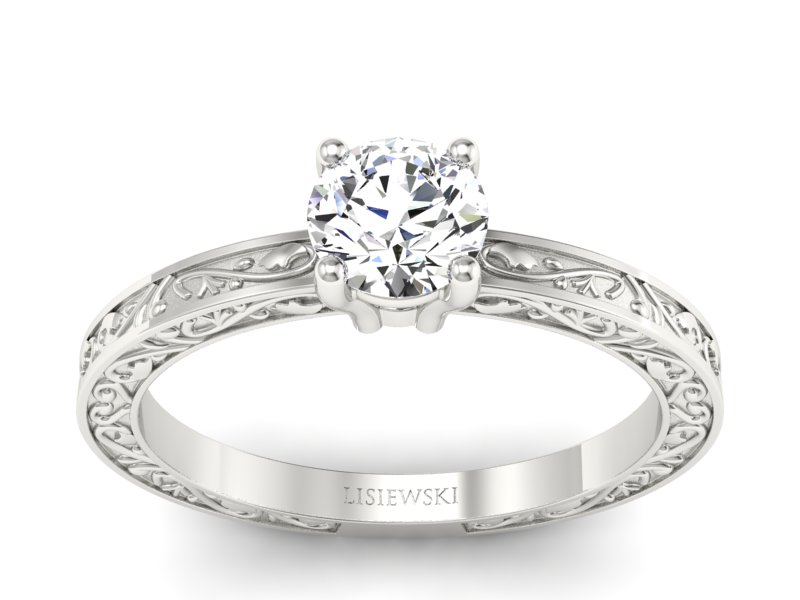 Złoty pierścionek z brylantem białe złoto - p16278b