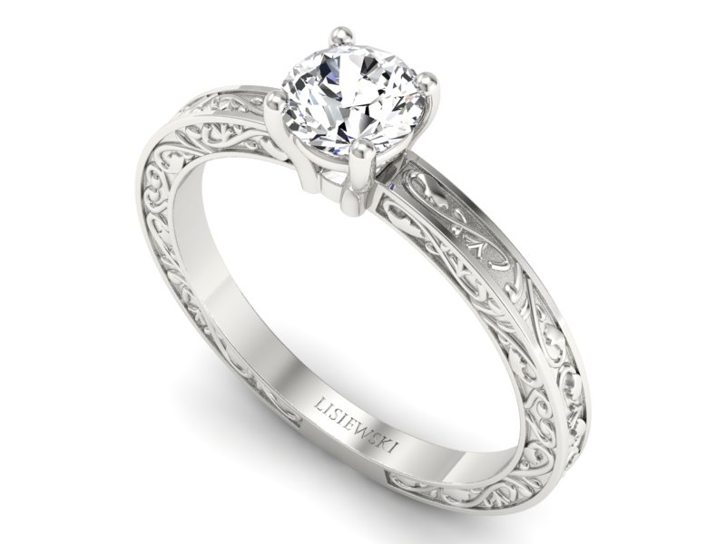 Złoty pierścionek z brylantem białe złoto - p16278b — zdjęcie 3