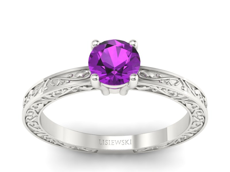 Złoty pierścionek z ametystem białe złoto - p16278bat