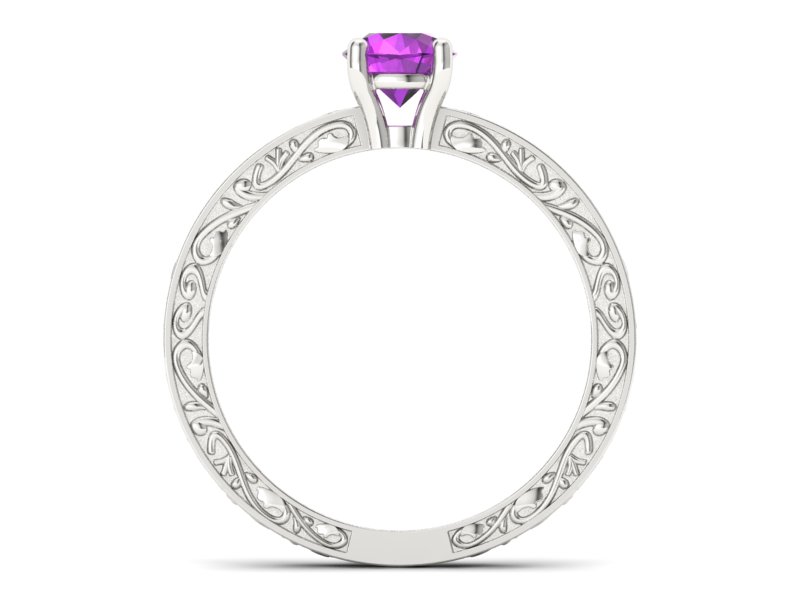 Złoty pierścionek z ametystem białe złoto - p16278bat — zdjęcie 2