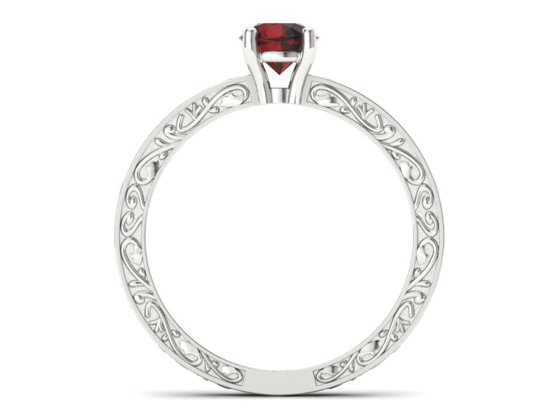 Złoty pierścionek z granatem białe złoto - p16278bgr — zdjęcie 2