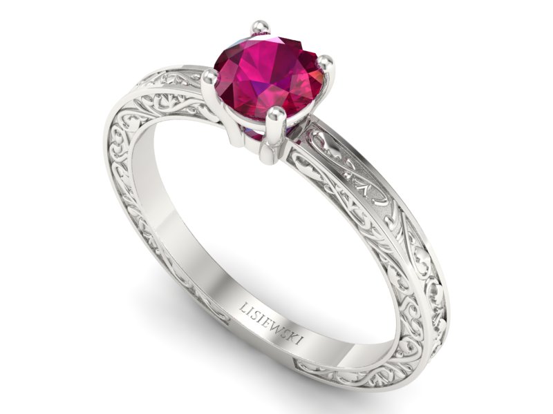 Złoty pierścionek z rubinem białe złoto - p16278br — zdjęcie 3