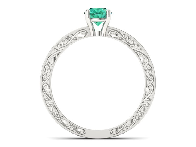 Złoty pierścionek ze szmaragdem białe złoto - p16278bsm — zdjęcie 2