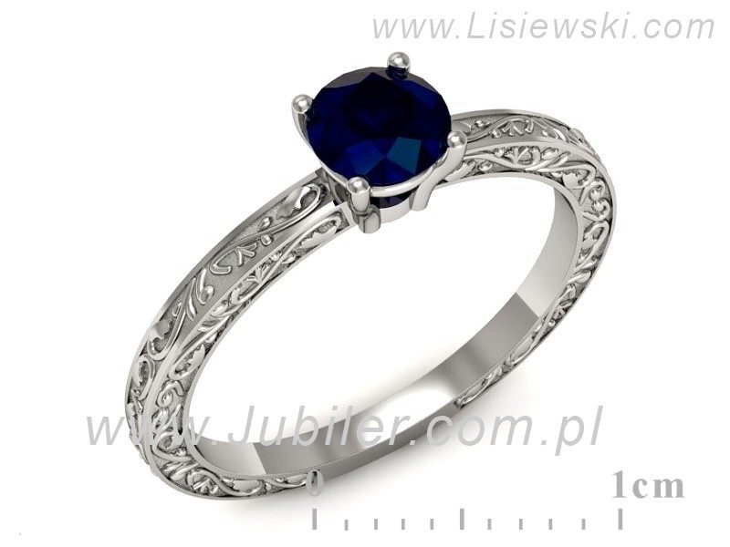 Złoty pierścionek z szafirem białe złoto - p16278bsz — zdjęcie 4