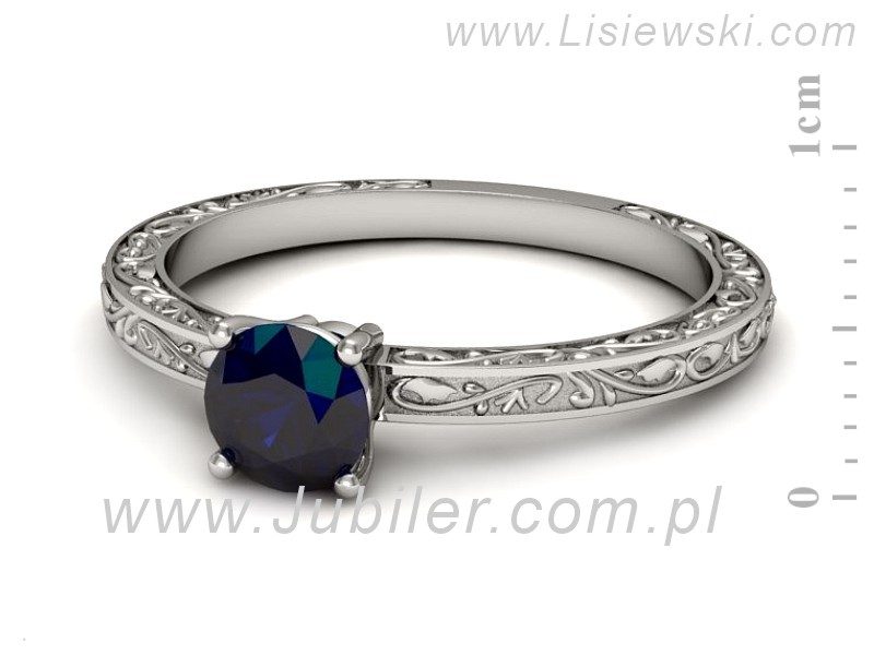 Złoty pierścionek z szafirem białe złoto - p16278bsz — zdjęcie 5
