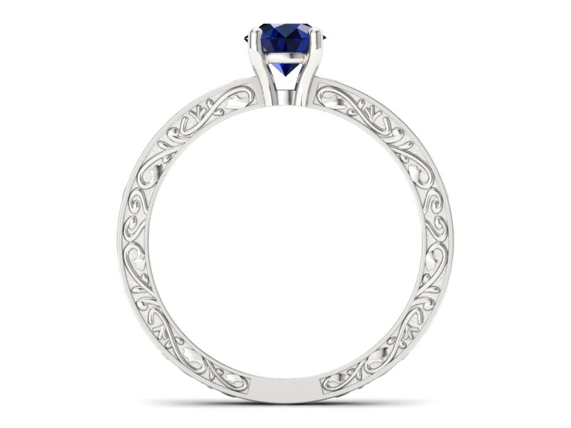 Złoty pierścionek z szafirem białe złoto - p16278bsz — zdjęcie 2