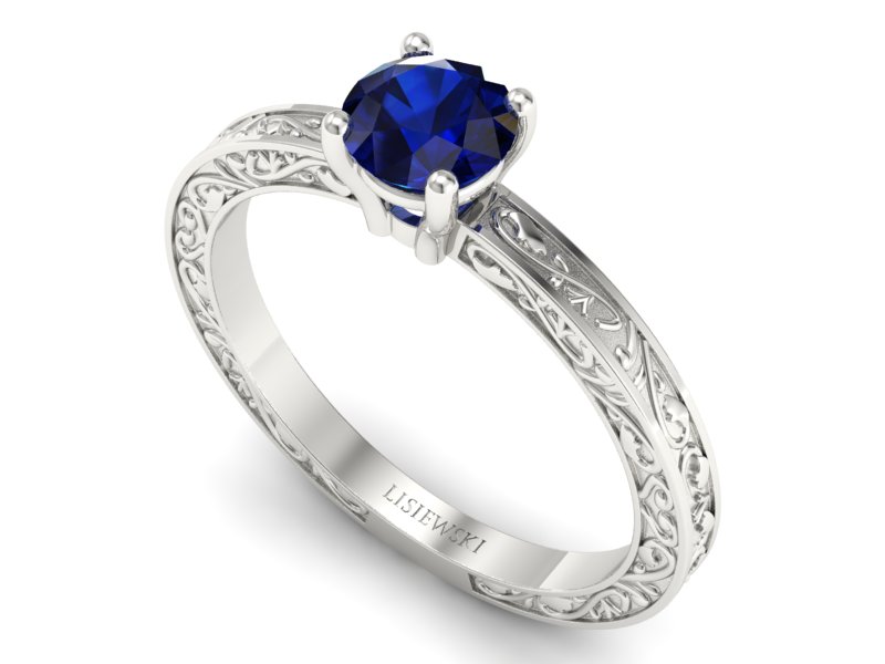 Złoty pierścionek z szafirem białe złoto - p16278bsz — zdjęcie 3