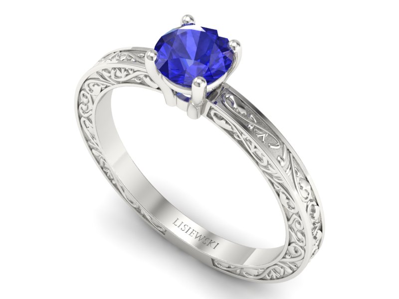 Złoty pierścionek z szafirem białe złoto - p16278bszc — zdjęcie 3