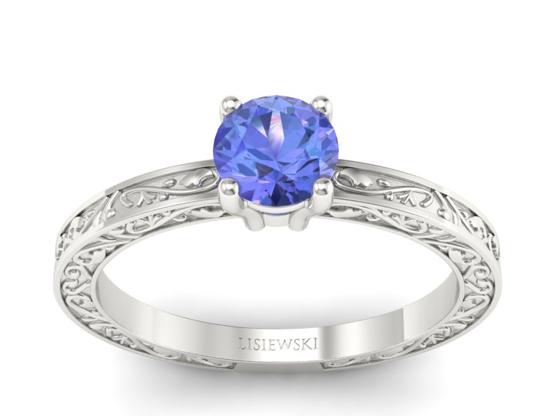 Złoty pierścionek z tanzanitem białe złoto - p16278bt