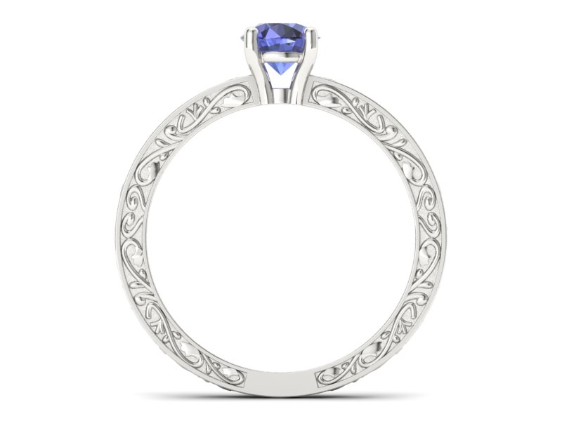 Złoty pierścionek z tanzanitem białe złoto - p16278bt — zdjęcie 2