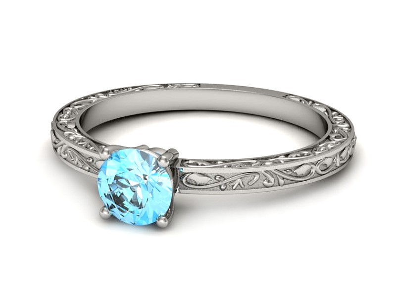 Złoty pierścionek z topazem białe złoto - p16278btp — zdjęcie 5