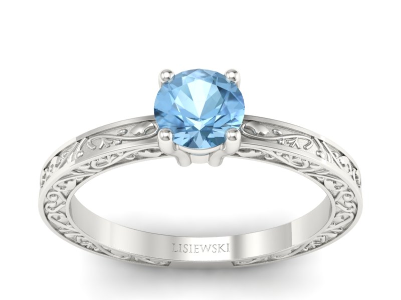 Złoty pierścionek z topazem białe złoto - p16278btp