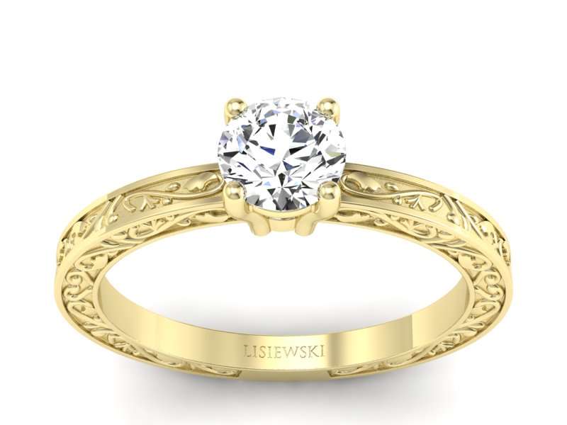 Złoty pierścionek z brylantem żółte złoto - p16278z