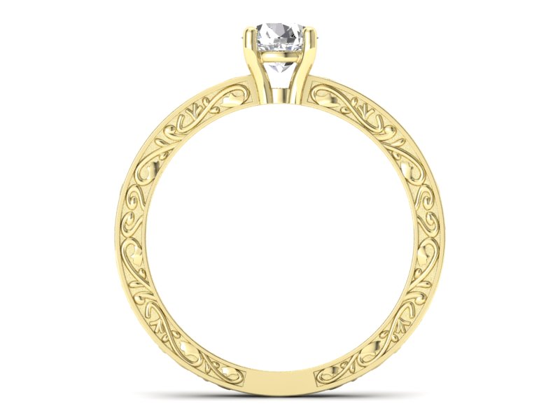 Złoty pierścionek z brylantem żółte złoto - p16278z — zdjęcie 2